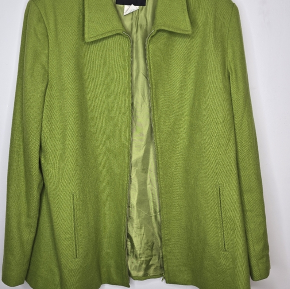 Green Wool Blend Zip-Up Jacket - Picture 5 of 8